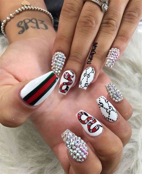 gucci nail art design|gucci nails with diamonds.